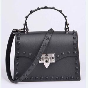 Black Studded Jelly Bag Crossbody Clutch